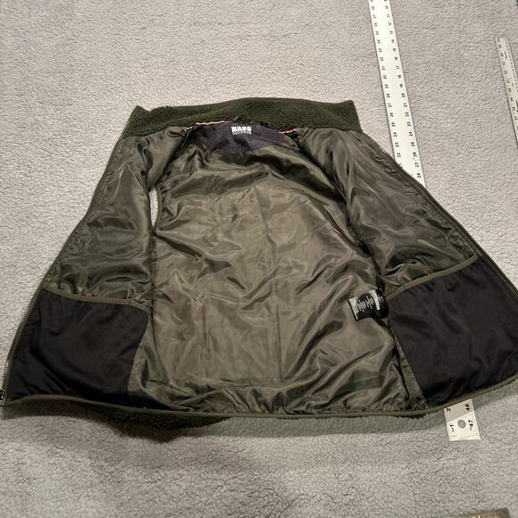 BASS OUTDOORS Men's Forest Green Full Zip Sherpa Vest Jacket Medium Cozy! - Picture 5 of 6
